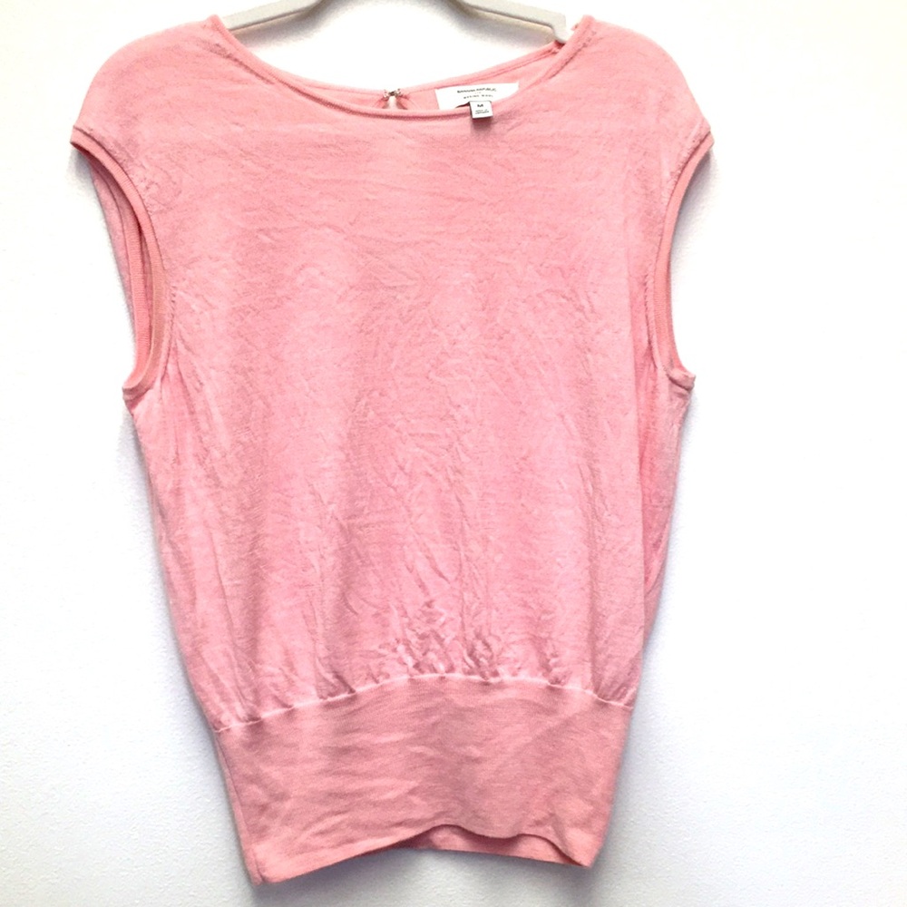 Banana Republic 100% Merino Wool Sleeveless Sweater Medium Pink Office Casual